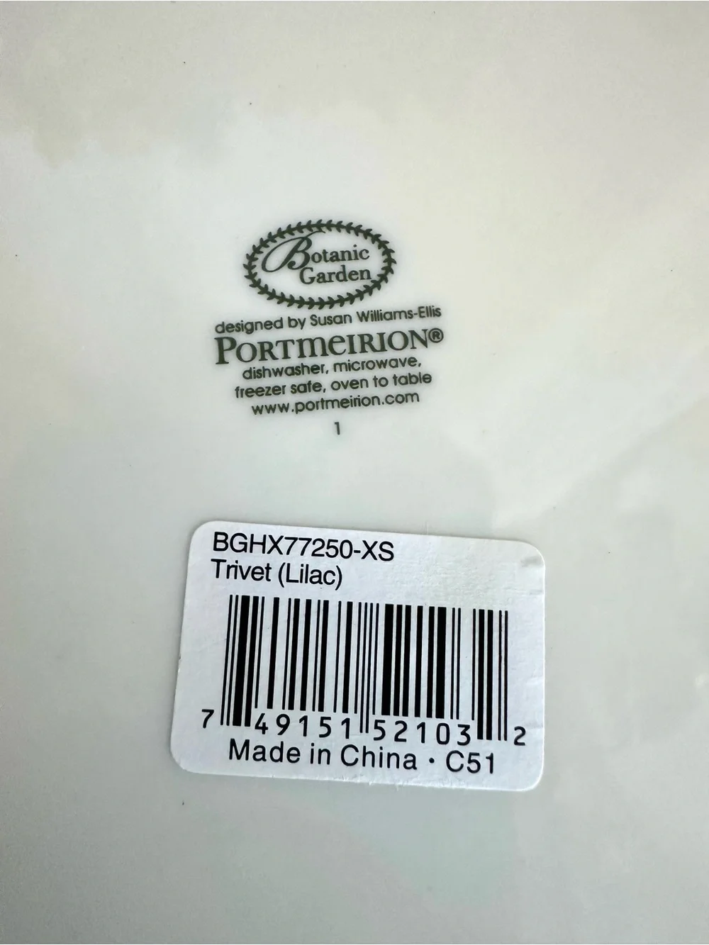 Portmeirion Botanic Garden Garden Lilac 9” Ceramic Trivet EUC